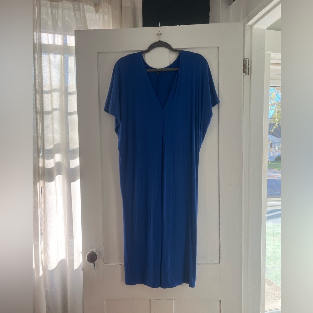 Universal Standard Royal Blue Jersey Knit Short Sleeve Midi Dress Sz XS US 10/12